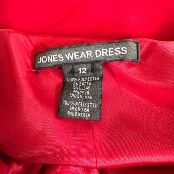 Jones Wear Red Layered Back Low Cut Draping Sleeveless Midi Dress 12 - Picture 10 of 10